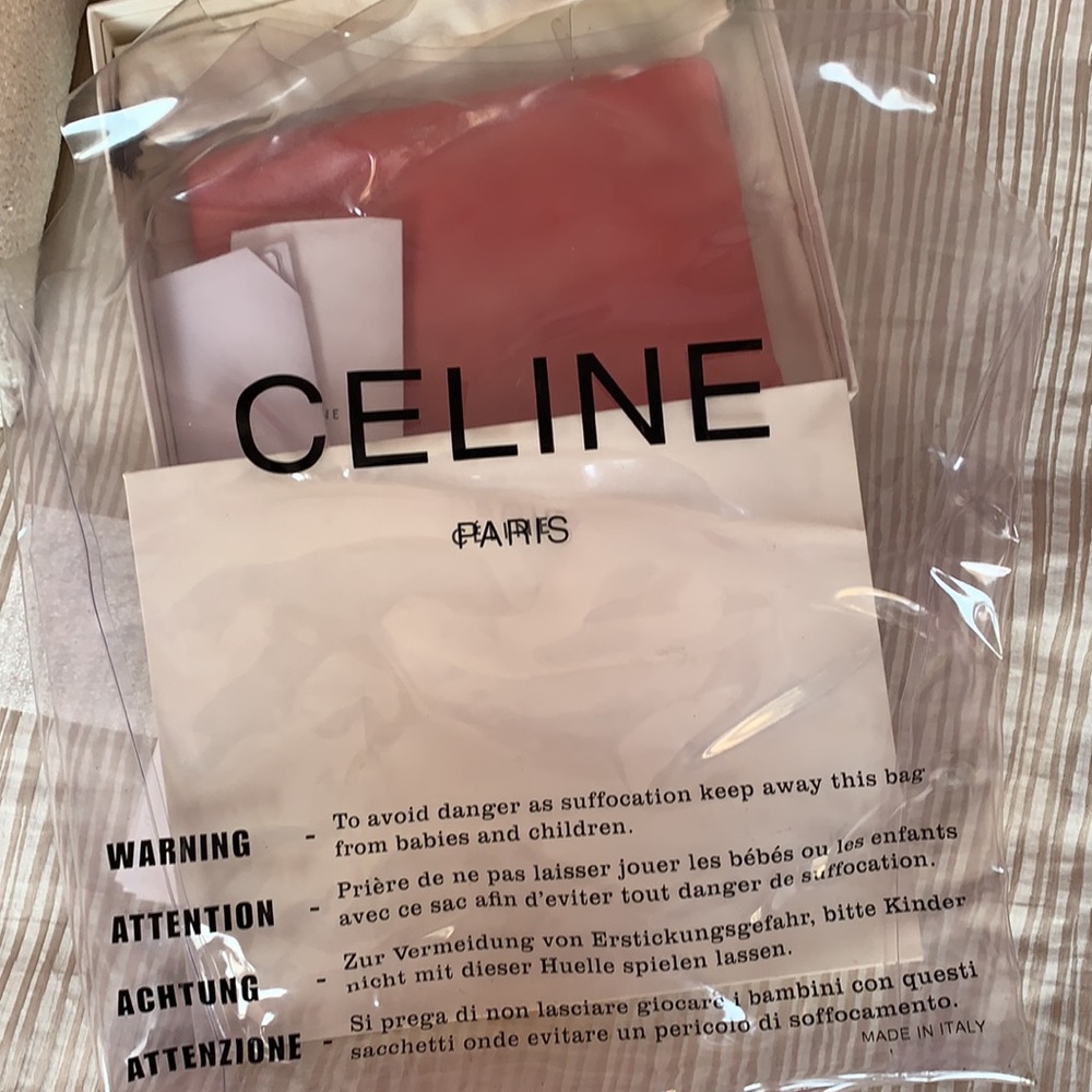 Celine Clutch Pouch rose leather&clear pvc tote - Picture 10 of 16